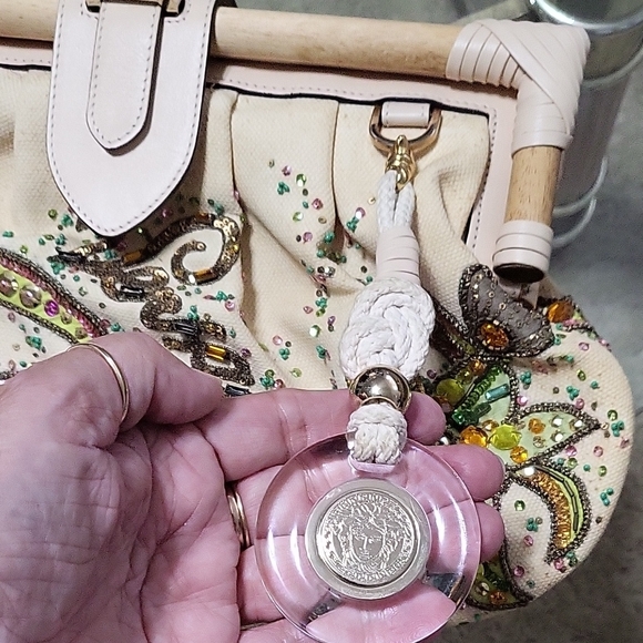 Embellished VERSACE Cream Floral Women's Bag - Picture 8 of 14